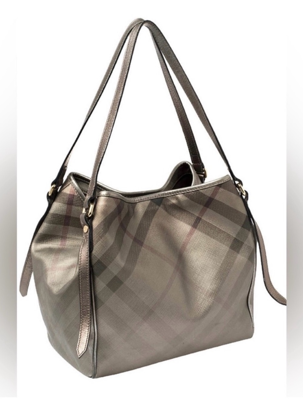 Burberry Canterbury Metallic Nova Check Tote Bag Purse Dustbag